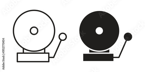 Bell school icon Line Design Vector Illustration. Solid Black icons