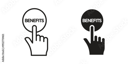benefits icon Line Design Vector Illustration. Solid Black icons