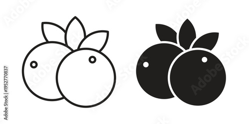 Blueberry icon Line Design Vector Illustration. Solid Black icons