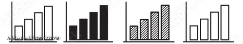 Simple bar chart icon set featuring data representation and progression for infographics and reports