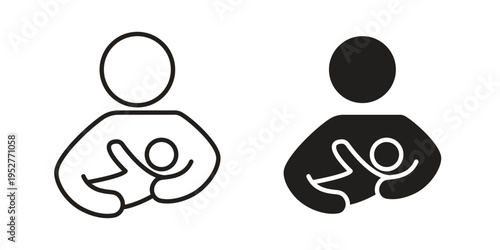 Breastfeeding icon Line Design Vector Illustration. Solid Black icons