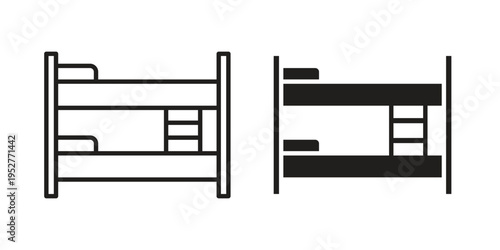 Bunk bed icon Line Design Vector Illustration. Solid Black icons