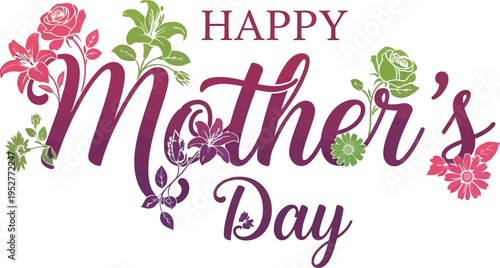 Happy mother's day greeting with floral design