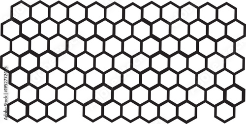 Honeycomb mosaic hexagons background. Plain hexagon grid with bold cells. Hexagon cells. Seamless tileable vector illustration
