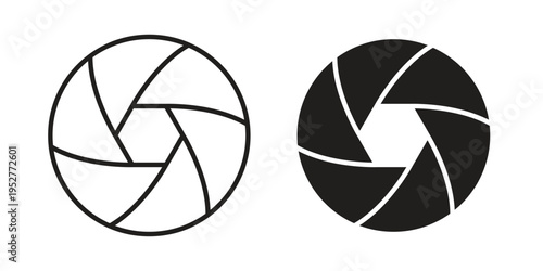 Camera shutter icon Line Design Vector Illustration. Solid Black icons