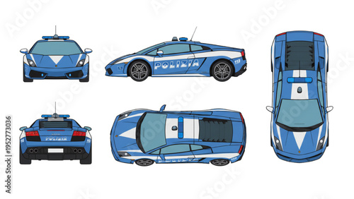 Dynamic Illustration of a Modern Law Enforcement Patrol Vehicle from Various Angles