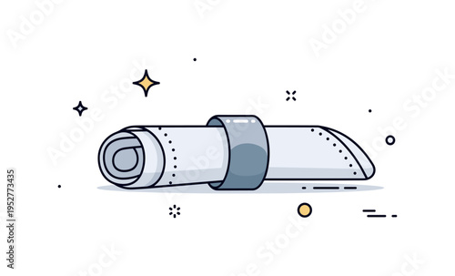 Scandinavian style table accent focusing on a simple matte napkin ring around a soft folded cloth napkin with subtle dotted decorative elements enhancing the