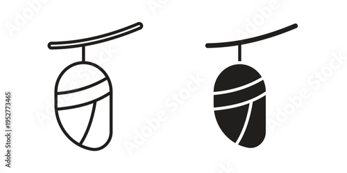 Cocoon icon Line Design Vector Illustration. Solid Black icons