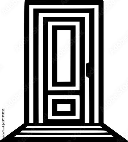 Abstract Doorway of Mystery: An enigmatic doorway, rendered in striking black and white, invites speculation and wonder. A portal to the unknown.