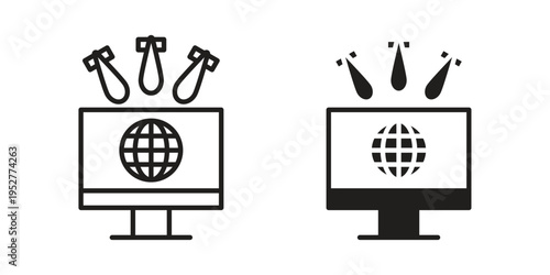 Ddos icon Line Design Vector Illustration. Solid Black icons