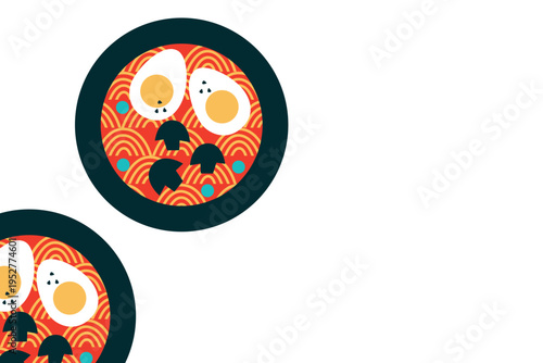 Art & Illustration Asian Cuisine Vector Set: Sushi, Wok Noodles, Street Food Banner Collection for Restaurant Advertising