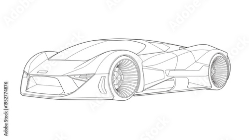 Sleek futuristic sports car concept design illustration on white background