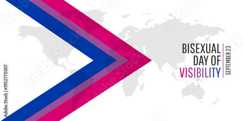 Bisexual Day of Visibility with pride flag on world map background. Vector illustration