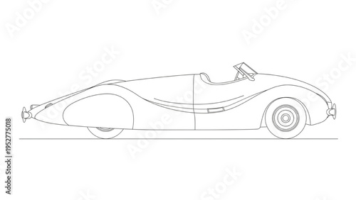 Vintage Roadster Convertible Car Design Blueprint Sketch Illustration