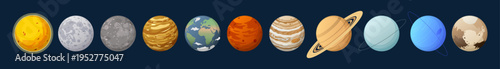 Set of solar system planets. Outer space vector illustration