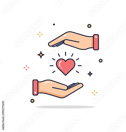 Healing touch gentle hands hovering above a glowing heart symbol radiating warmth and calm, expressing emotional support and compassionate care through a
