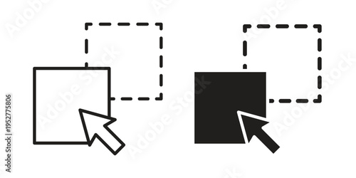 Drag and drop icon Line Design Vector Illustration. Solid Black icons