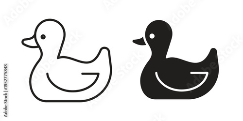 Duck icon Line Design Vector Illustration. Solid Black icons