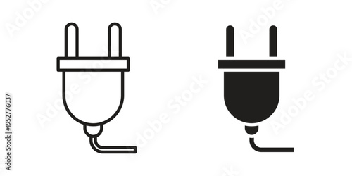 Electrical plug icon Line Design Vector Illustration. Solid Black icons