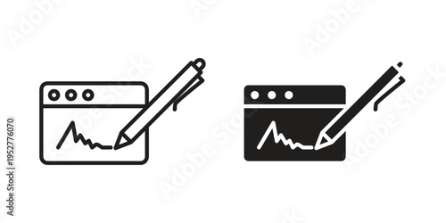 Electronic signature icon Line Design Vector Illustration. Solid Black icons
