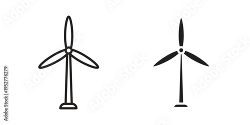 Eolic energy icon Line Design Vector Illustration. Solid Black icons