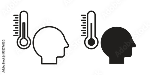 Fever icon Line Design Vector Illustration. Solid Black icons