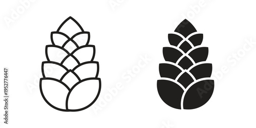Fir cone icon Line Design Vector Illustration. Solid Black icons