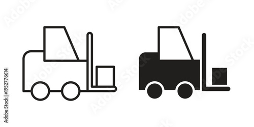 Forklift icon Line Design Vector Illustration. Solid Black icons