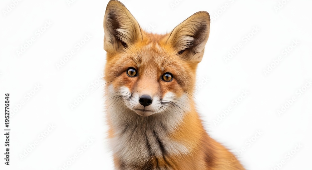 Fototapeta premium A close-up portrait of a red fox with a white background