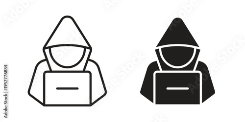 Hacker icon Line Design Vector Illustration. Solid Black icons