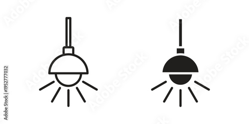 Hanging light icon Line Design Vector Illustration. Solid Black icons