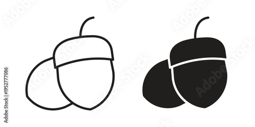 Hazelnut icon Line Design Vector Illustration. Solid Black icons