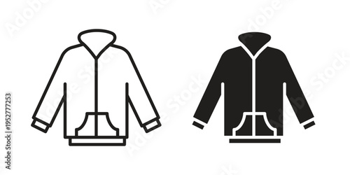 Hoodie jacket icon Line Design Vector Illustration. Solid Black icons