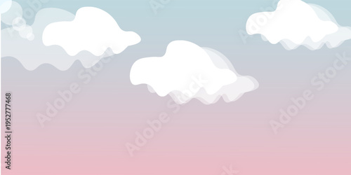 Soft pastel sky background with cute white clouds and smooth gradient tones creating fresh summer vibes water concept.