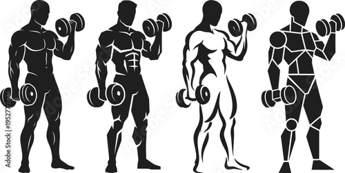 Gym workout with gimbal silhouette Vector Art & Illustration