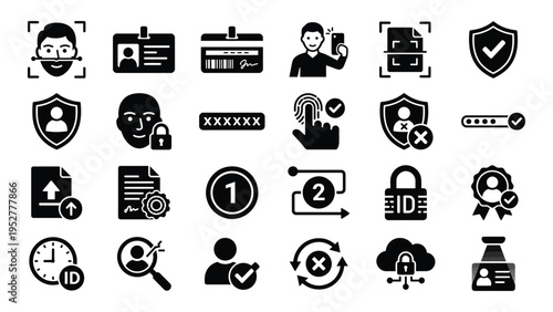 Black and White Cybersecurity Icons Set