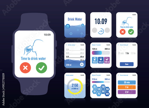 Drink Water Habit Tracker Smartwatch App Screens No.44
