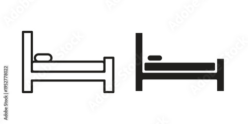 Hospital bed icon Line Design Vector Illustration. Solid Black icons