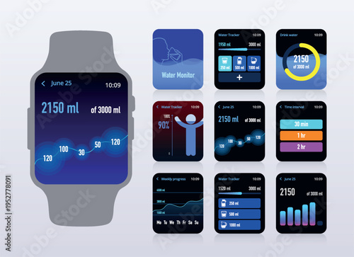 Smartwatch Water Reminder Tracker App Interface No.53