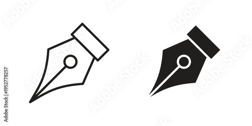 Ink pen icon Line Design Vector Illustration. Solid Black icons