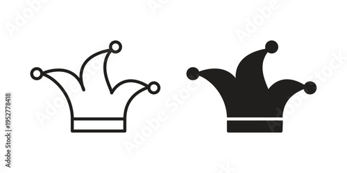 Joker hat icon Line Design Vector Illustration. Solid Black icons