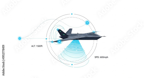 Advanced stealth aircraft technology showcasing radar and sensor capabilities for defense.