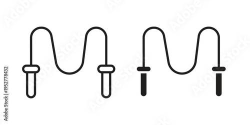 Jump rope icon Line Design Vector Illustration. Solid Black icons