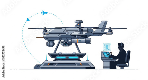 Drone technology and operator control station for surveillance and monitoring.