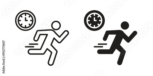 Late icon Line Design Vector Illustration. Solid Black icons