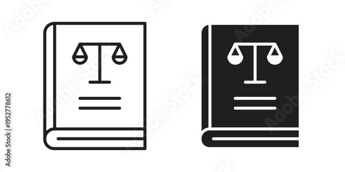 Law book icon Line Design Vector Illustration. Solid Black icons