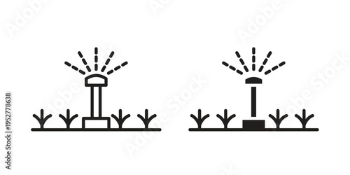 Lawn sprinkler icon Line Design Vector Illustration. Solid Black icons