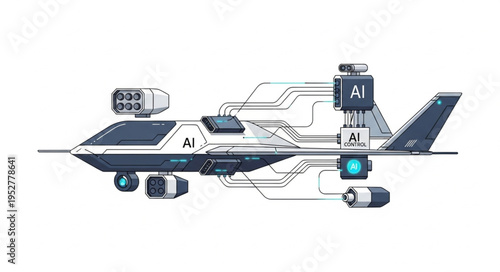 Futuristic AI-powered drone aircraft with advanced technology and design.