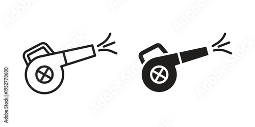 Leaf blower icon Line Design Vector Illustration. Solid Black icons