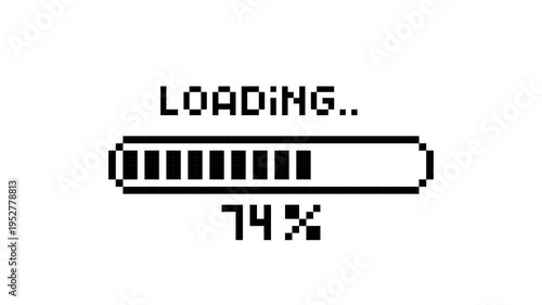 Pixel art loading bar. Pixelated progress bar movie. 4K animation in retro 8 bit arcade game style on transparent background